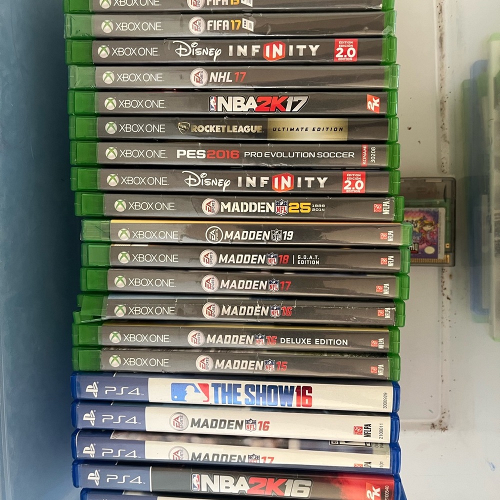 CCM Xbox One and PS4 Game Set with Green and Blue Casesxbox one and ps4 games